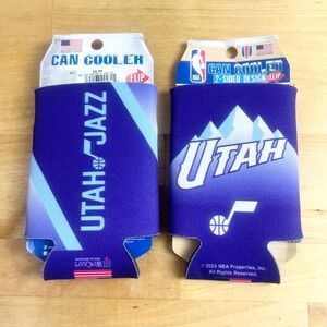 Utah Jazz NBA WinCraft Can Cooler Basketball Purple Mountain Koozie 2-Pack NEW